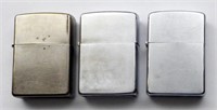 (3) VINTAGE ZIPPO LIGHTERS - SILVER TONE