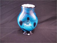 10" Fenton blue art glass vase Hanging Heart