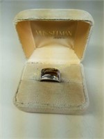 sterling brown rectangular shaped stone ring