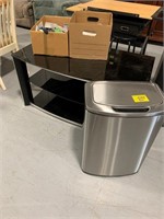 AUTOMATED FLIP-TOP TRASH CAN, GLASS MEDIA STAND