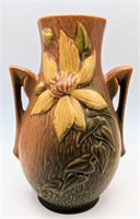 Roseville Clematis Autumn Brown Pottery Vase