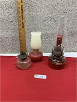 2 oil lamps & Candle