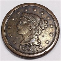 1850 Braided Hair Large Cent High Grade
