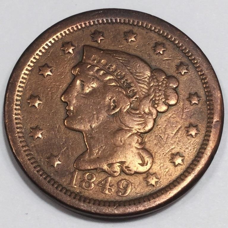 1849 Braided Hair Large Cent High Grade