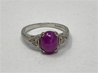 10K Size 6.5 Ring with Purple Stone