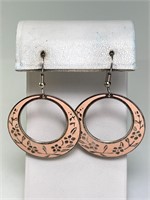 Vintage Lg Sterling Pink Enameled Earrings 8 Gr