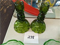 Green Glass Candle Holders