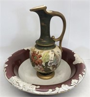 Decorative bowl and pitcher