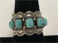 Sterling Turquoise Ring 6.7gr TW Sz 6.75 marked NK