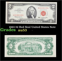 1963 $2 Red Seal United States Note Grades Select