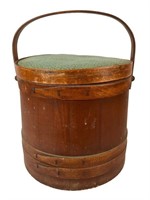 Wooden Firkin Sewing Bucket w/ Seat