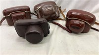 Vintage Original Leather Camera Cases, Qty 4