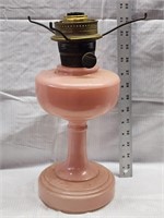 ANTIQUE FROSTED PINK GLASS ALADDIN OIL LAMP