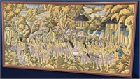 Huge Southeast Asian Framed Tapestry Art