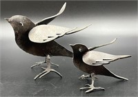 2 Hand Made Metal Swallows