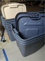 8 Blue Totes. In Basement