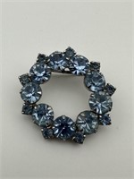 Vintage Blue Rhinestone Brooch