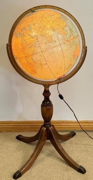 DESIRABLE MID CENTURY LIGHT UP GLOBE ON STAND