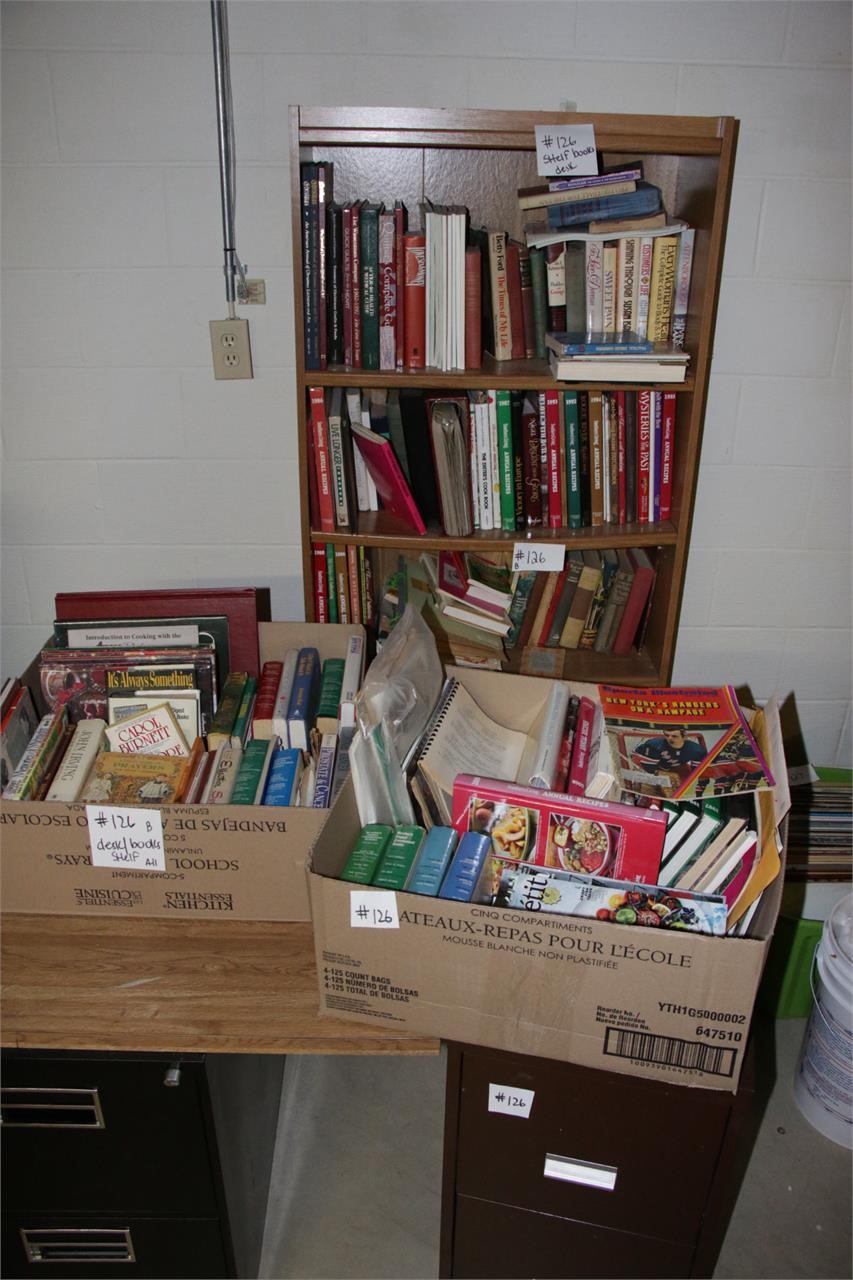 books, shelf, desk