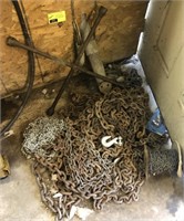 Lot of Various Chains And Tire Iron