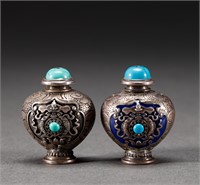 A group of silver snuff bottles from Qing Dynasty