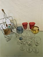 WINE BOTTLE HOLDER & 12 WINE GLASSES