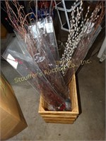 Wooden crate with willow branches