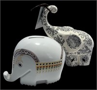 Two China/Ceramic Elephant Figurines