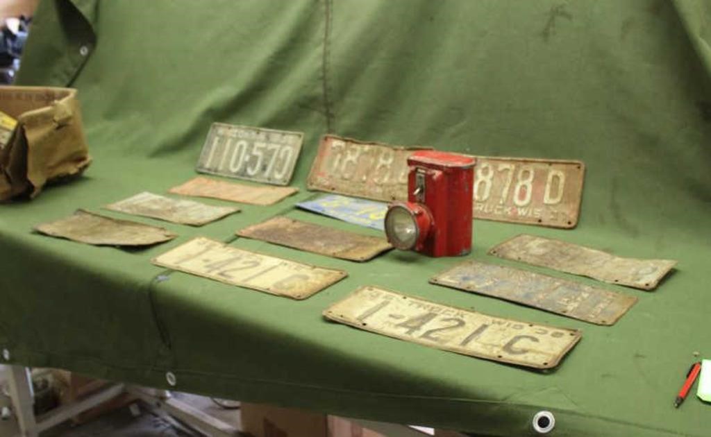 Vintage License Plates & Vintage Miners Light