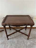 Antique Side Table With Serving Tray.
