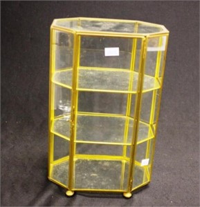 Miniature brass and glass display cabinet