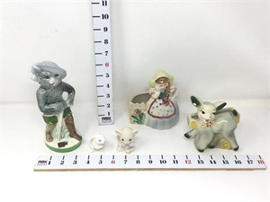 (3) Animal Figurines & (2) Planters