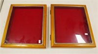 Two small glass & timber display cases
