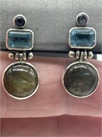 Sterling Silver Labradorite & Topaz Earrings