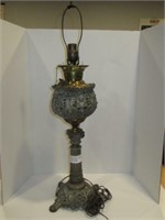 ANTIQUE BANQUET LAMP, ELECTRIFIED