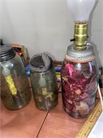 Ball jars that have been made into lamps