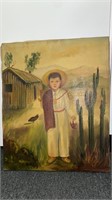 Lilia Carrillo Boy with Chickens Frameless