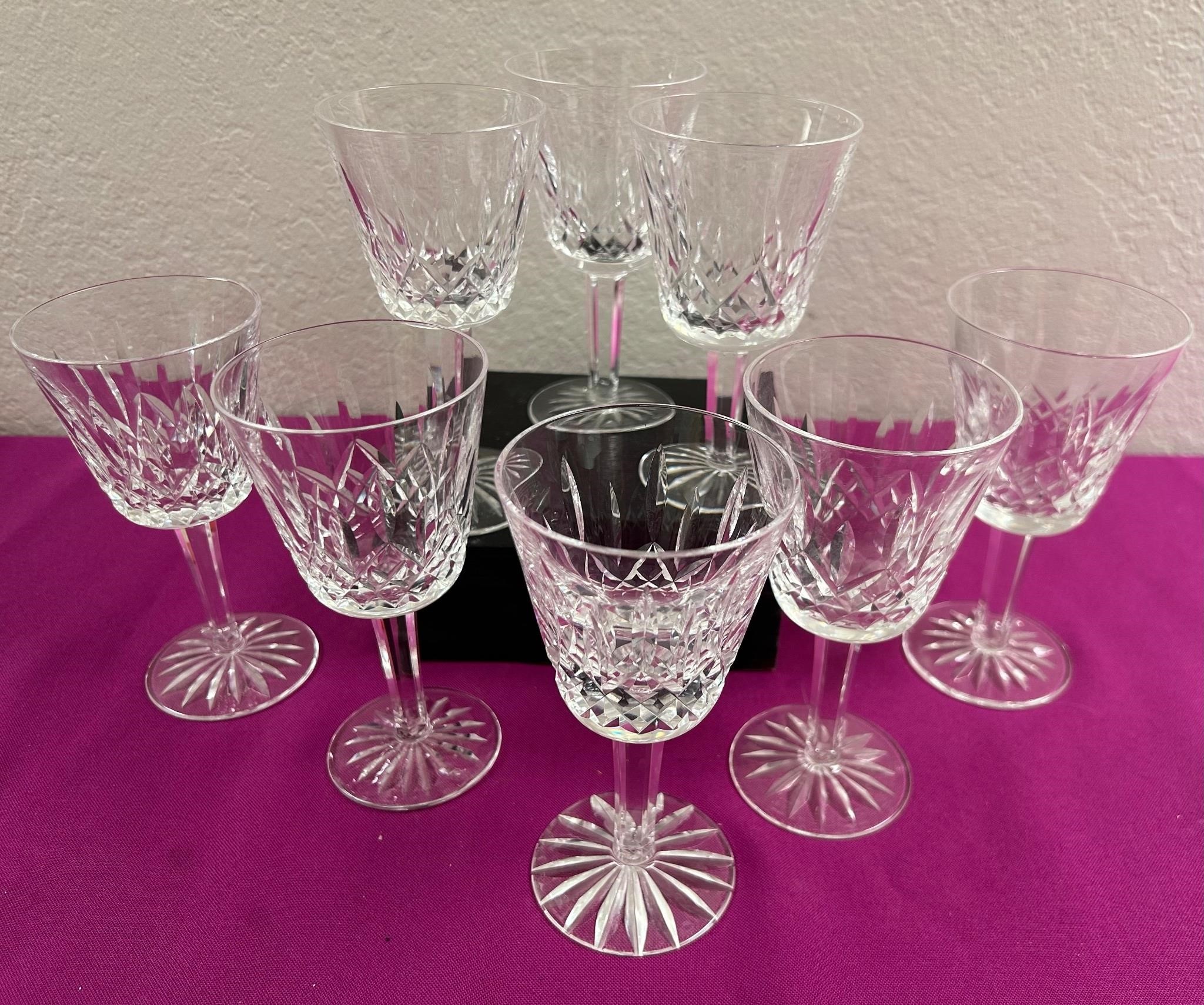 8 ‘Lismore’ Waterford Crystal Claret Wine Glasses