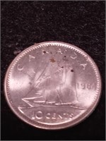 1964 .999 Fine 80% silver Canadian dime