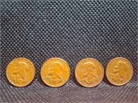 Set of 4 1953 Panama Centesimo Coins