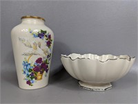 Lenox Silver Trimmed Bowl & Birds of Love Vase