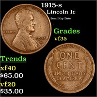 1915-s Lincoln Cent 1c Grades vf++