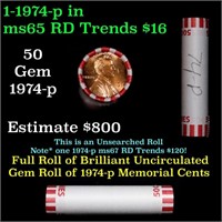 Shotgun Lincoln 1c roll, 1974-p 50 pcs Bank Wrappe