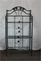 Metal green bakers rack with 3 shelves,