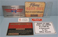 (7) Vintage Machine Labels & Tin Signs