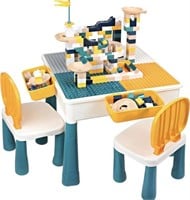 KIDS TABLE AND CHAIRS SET WITH 100PCS MARBLE RUN