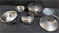Group of cooking pots and pans, box lot