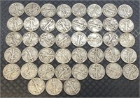 43 Silver Walking Liberty Half Dollars.