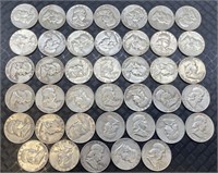 40 Silver Franklin Half Dollars ($20 face value).
