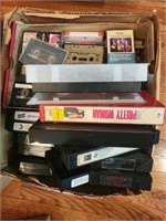 3 boxes of VHS Tapes, Cassettes, & Misc